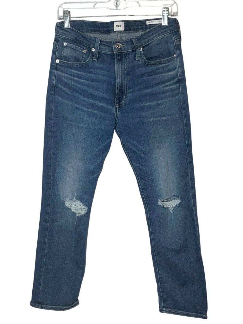 Edwin Erin Crop Distressed Straight Jeans Womens Size 27
